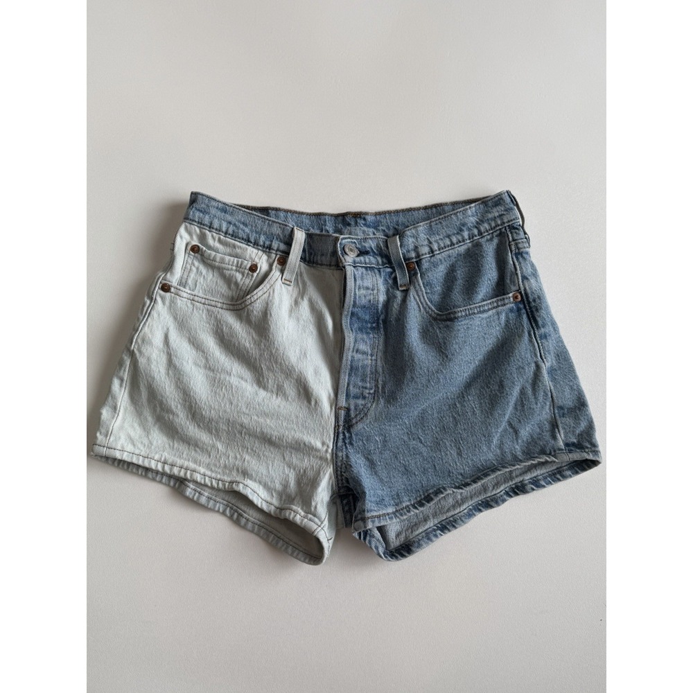 Levis 501 Two Tone Jean Shorts Size 29 Blue High Rise Blue Light Summer